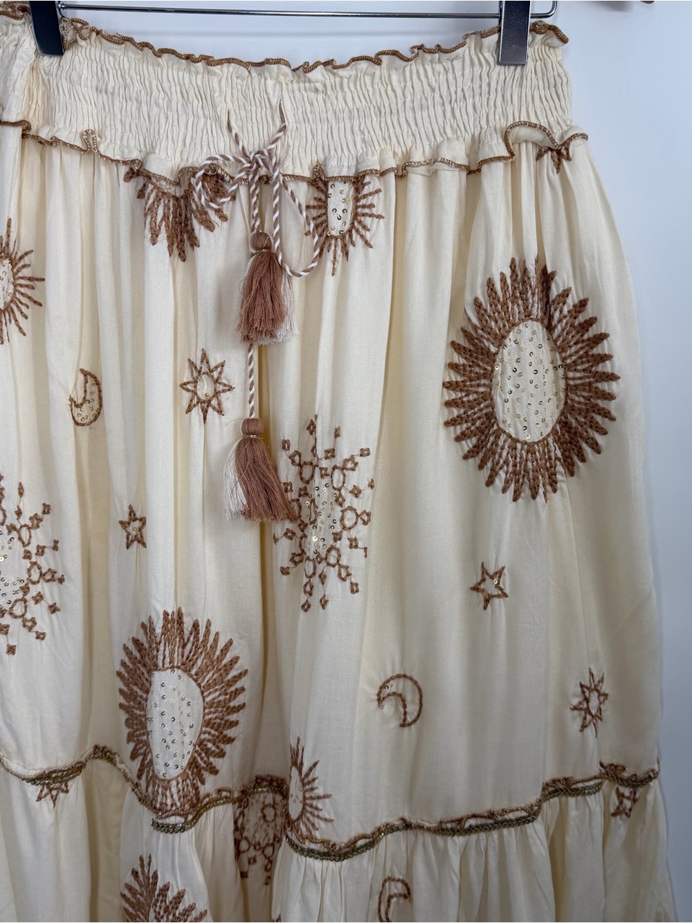 Zara Cream Boho Celestial Maxi Skirt - Picture 5 of 16